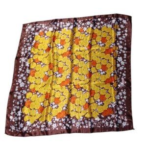 Rose Print Satin Square Scarf NEW